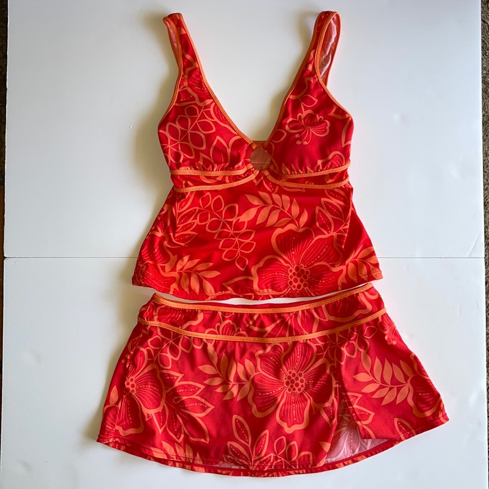 South Point Orange Flora Tankini Swimsuit Set